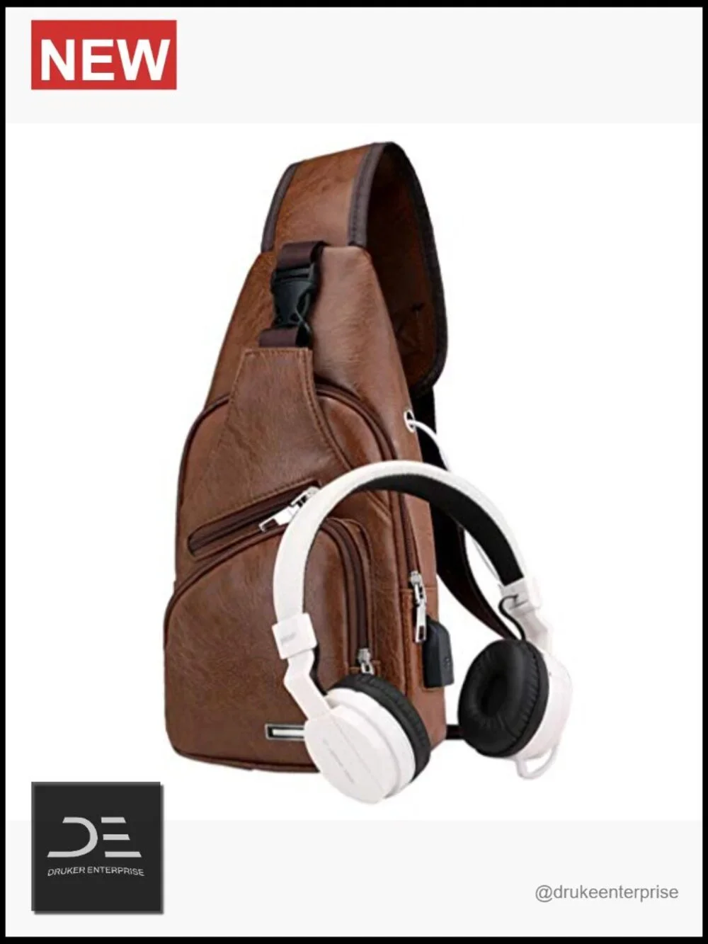 Leather Sling Bag Crossbody Backpack Travel Outdoor Camping Daypack